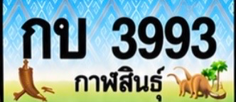 ป้ายทะเบียน กบ 3993 กาฬสินธุ์